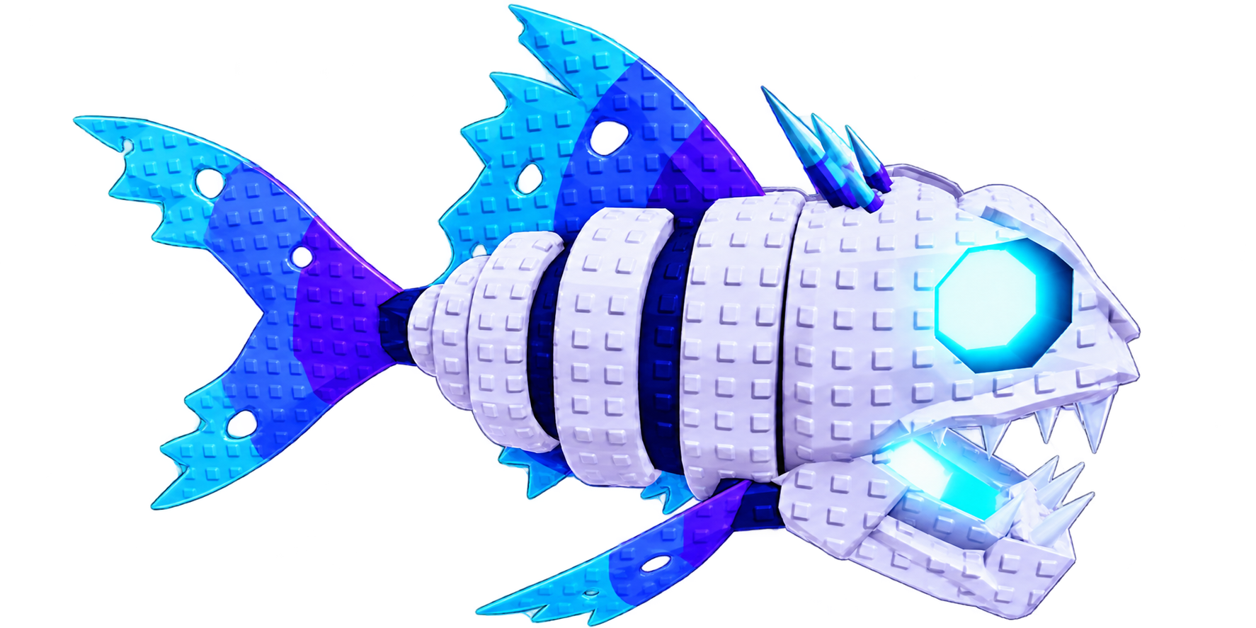 Ghost Fish, parlak camgöbeği gözlü mavi ve beyaz iskelet balık