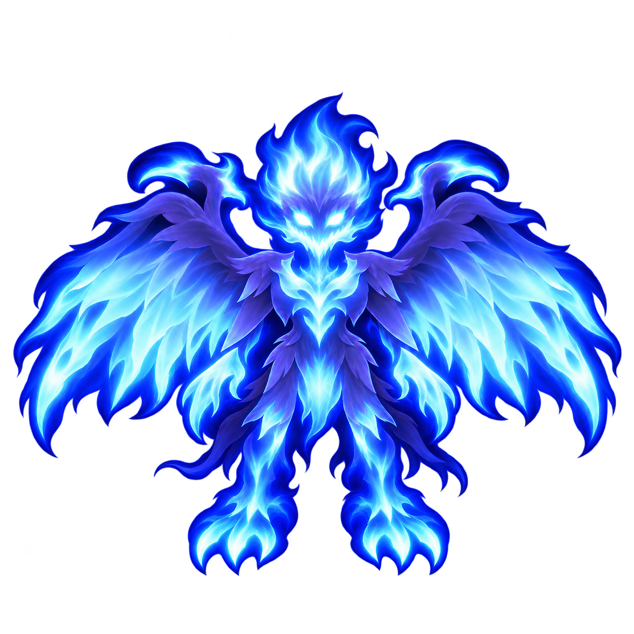 Phantom Banshee — figura espectral azul con alas de plumas extendidas