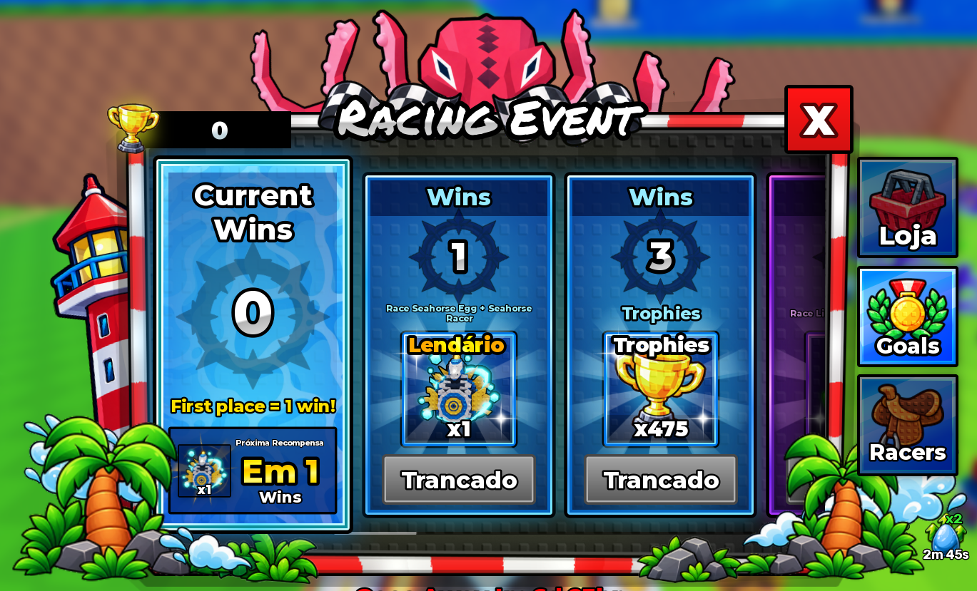 Win Pass mit Race Seahorse Egg und der Belohnung für 3 Siege